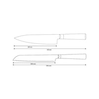 Shinrai Knives - Hammered Damask BR 2-Piece Knife Set - Chef's Knife + Bread Knife
