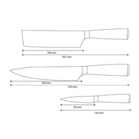 Shinrai Knives - Damascus Print 3-Piece Knife Set - Chef's Knife + Nakiri + Paring Knife