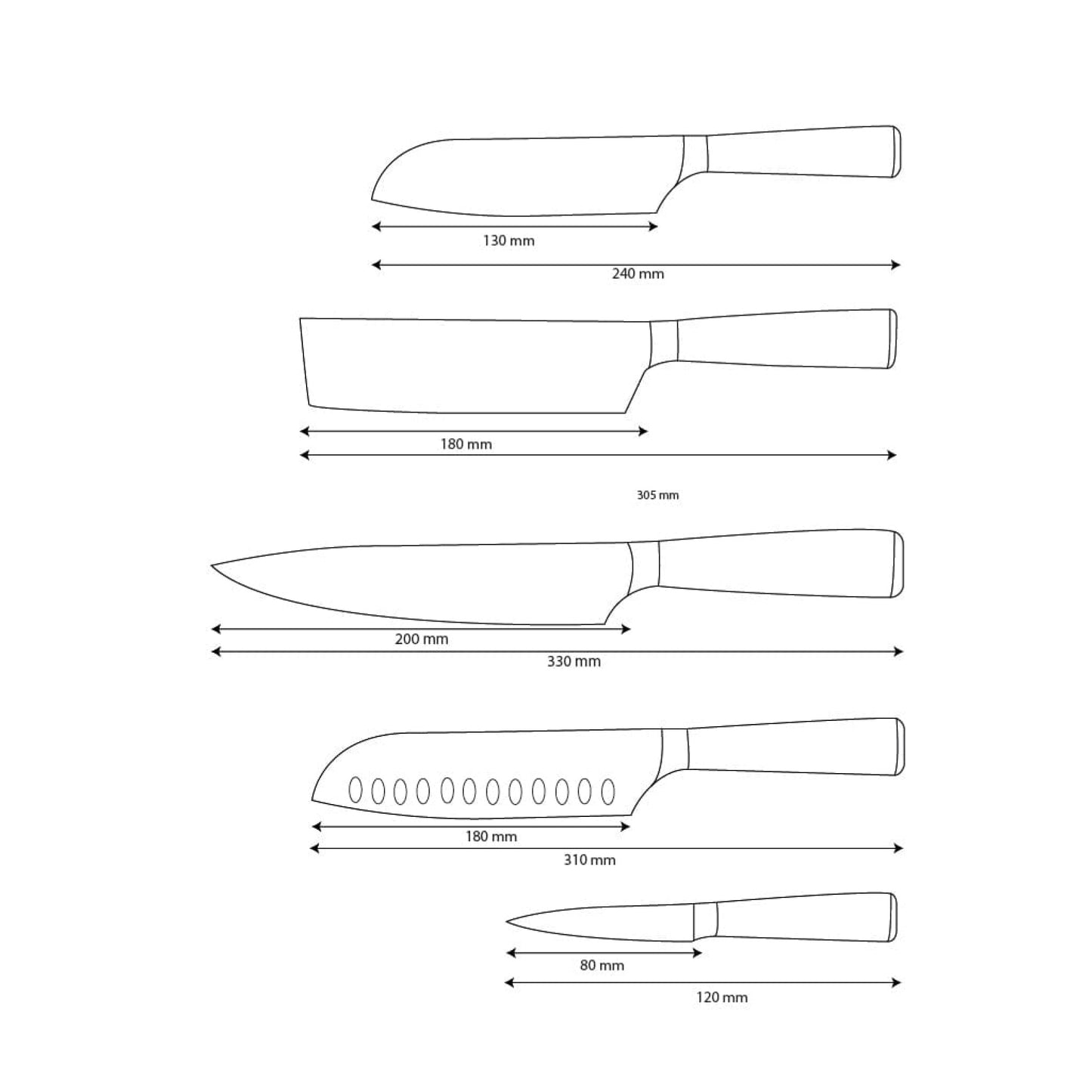Shinrai Knives - Damascus Print 5-piece Knife Set
