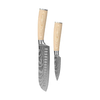 Shinrai Knives - Akari Damascus Print 2-piece set - Santoku + Paring knife