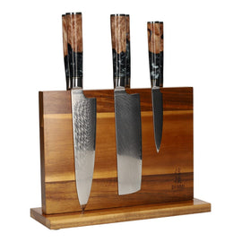 Epoxy Onyx 6-Piece Damascus Knife Set + Magnetic Knife Block Double Sided Epoxy Onyx 6-delige Damascus Messenset + Magnetisch Messenblok Messenset met blok Shinrai Japan
