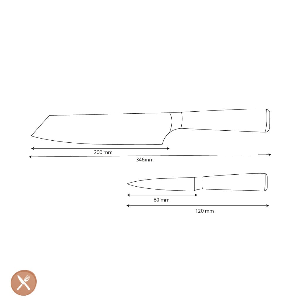 Shinrai Knives - Damascus Print 2-delige Messenset - Kiritsuke + Schilmes Messenset Shinrai Knives