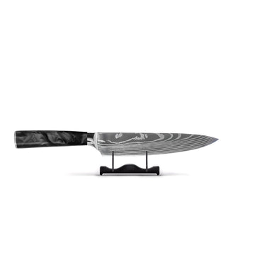 Shinrai Knives - Damascus Print Epoxy Onyx 3-delige Messenset - Koksmes + Nakiri + Schilmes Messenset Shinrai Knives