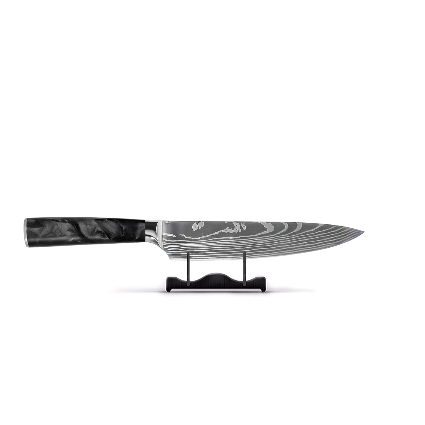 Shinrai Knives - Damascus Print Epoxy Onyx 3-delige Messenset - Koksmes + Nakiri + Schilmes Messenset Shinrai Knives