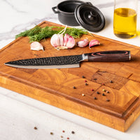 Couteaux Shinrai - Coffret de 3 couteaux en acier inoxydable martelé - Couteau de chef + Couteau à pain + Couteau d'office