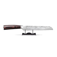 Couteaux Shinrai - Coffret de 4 couteaux en acier inoxydable martelé - Couteau de chef + Couteau à pain + Nakiri + Couteau d'office