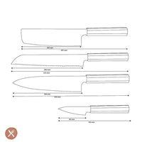 Couteaux Shinrai - Kigami Exclusive Damascus 4 pièces - Couteau de chef + Couteau à pain + Nakiri + Couteau d'office Ensemble de couteaux Shinrai Knives