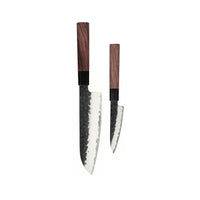 Couteaux Shinrai - Ensemble de couteaux Damas Kurayami 2 pièces - Santoku + Ensemble de couteaux d'office Couteaux Shinrai