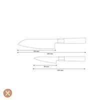 Couteaux Shinrai - Ensemble de couteaux Damas Kurayami 2 pièces - Santoku + Ensemble de couteaux d'office Couteaux Shinrai