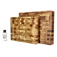 Shinrai Knives - Luxe Snijplank Teakhout - Kopshout - Bundel Houten snijplank Shinrai Knives