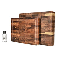 Shinrai Knives - Luxe Snijplank Walnotenhout - Kopshout - Bundel Houten snijplank Shinrai Knives