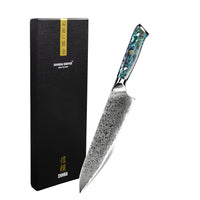 Shinrai Knives - Parelmoer Jewels Damascus Koksmes 20 cm Koksmes Shinrai Knives