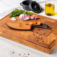 Couteau de chef Shinrai en acier inoxydable de style gladiateur avec étui - Couteau de chef d'extérieur noir