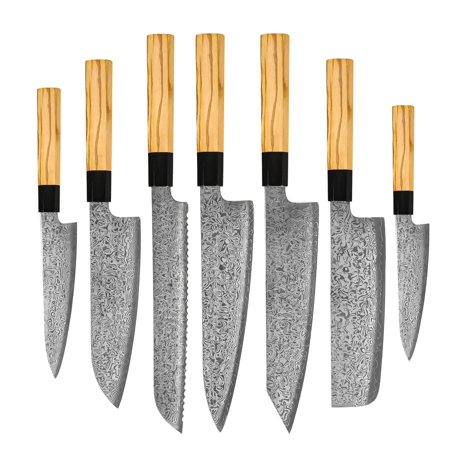 Shinrai Knives - Takumi Kaza 7-delige Damascus Messenset Messenset Shinrai Knives