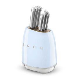 SMEG - Knife block with 6 knives Pastel blue SMEG - Messenblok met 6 messen Pastelblauw Messenset met blok Smeg