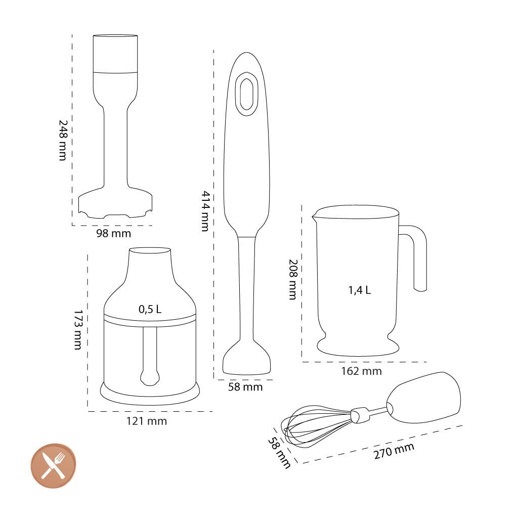 Smeg - Staafmixer | Crème | Jaren 50 | Staafmixer met accessoires | Plus pakket Staafmixer Smeg