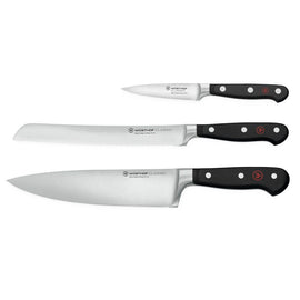Wusthof - Classic Knife Set with Bread Knife 3-piece Wusthof - Classic Messenset met Broodmes 3-delig Messenset Wusthof