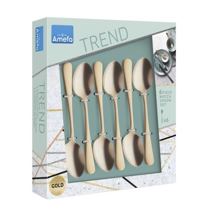 Amefa - Gold Matt PVD 6 Mocca Spoons in trend box - gold Amefa