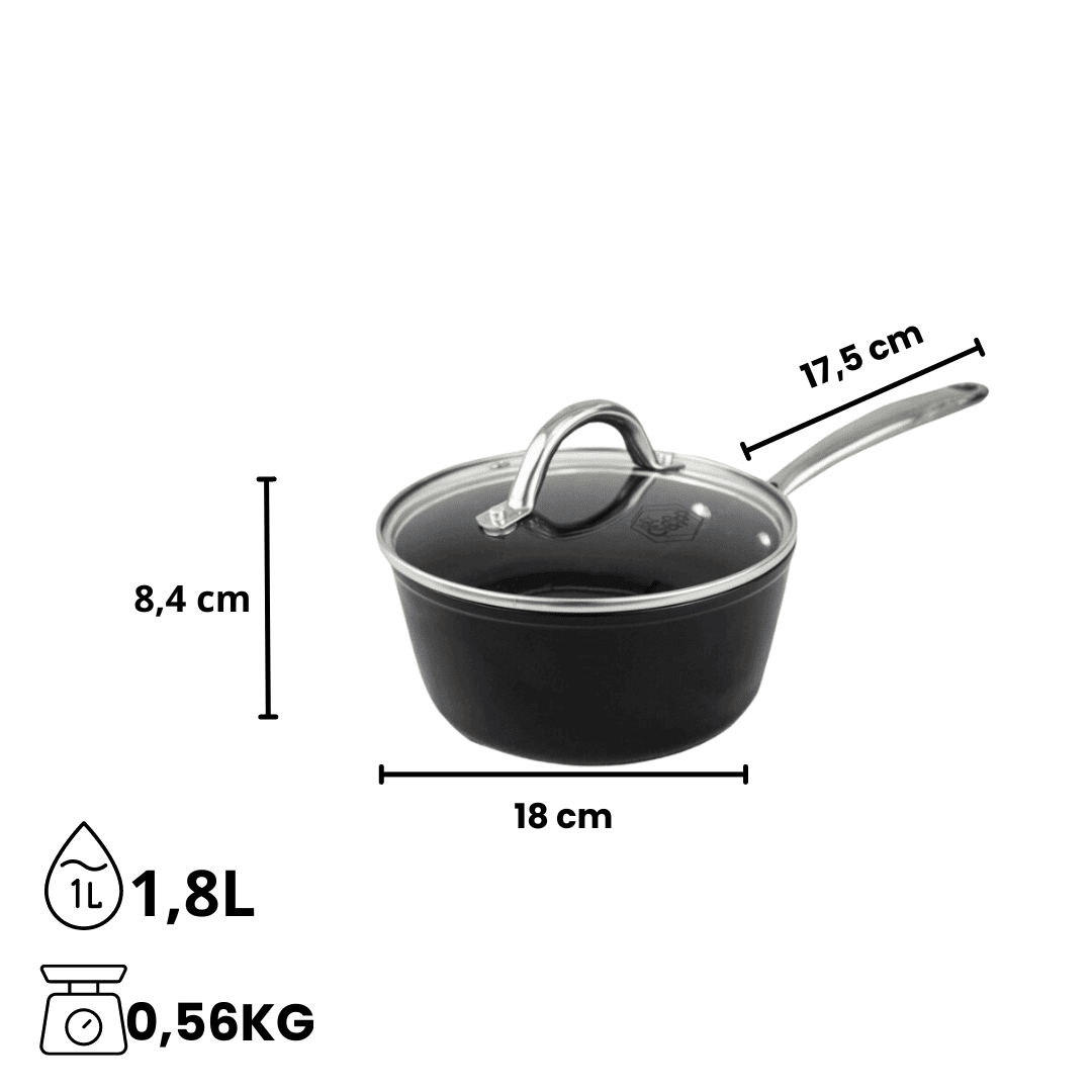 By C&P - Signature Steelpan 18 cm met glazen deksel By C&P