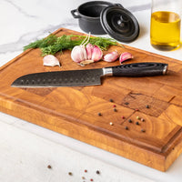 Damast Pakka Wood Series - 6-delige messenset + Acacia houder enkelzijdig Shinrai Japan