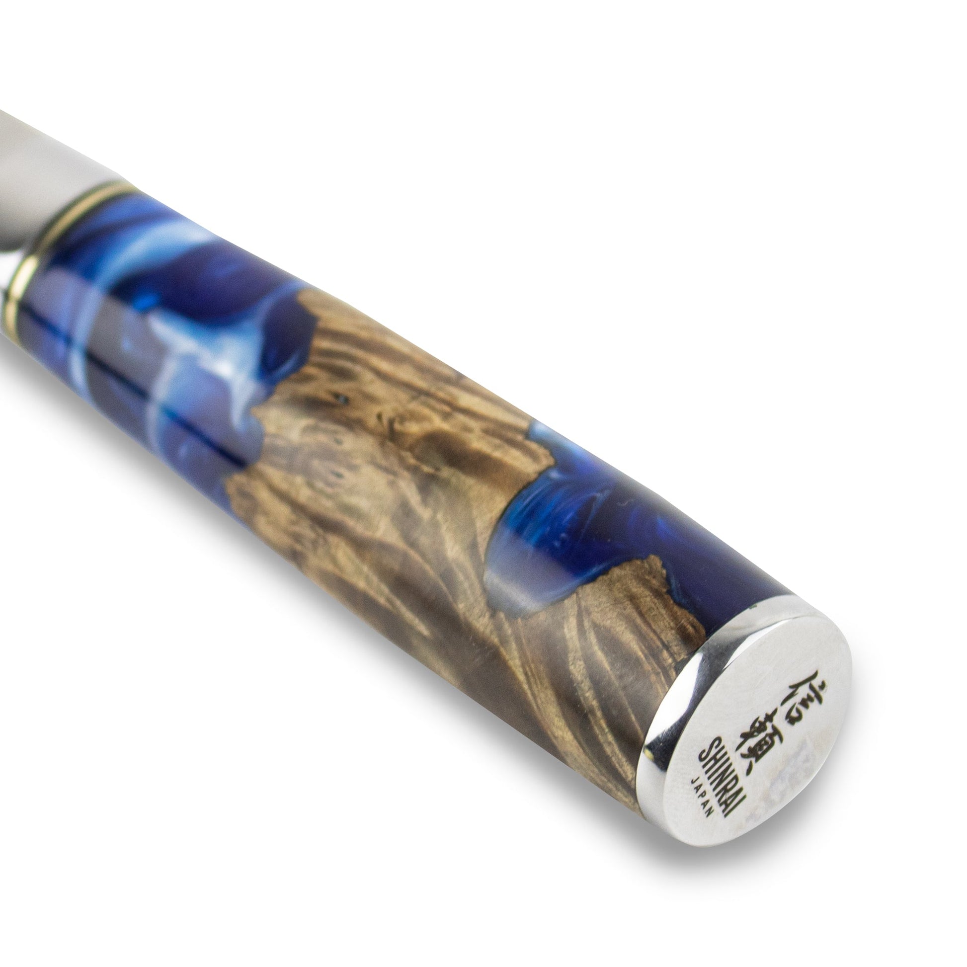 Epoxy Sapphire 6-delige Damascus Messenset + Acacia houder enkelzijdig Shinrai Japan