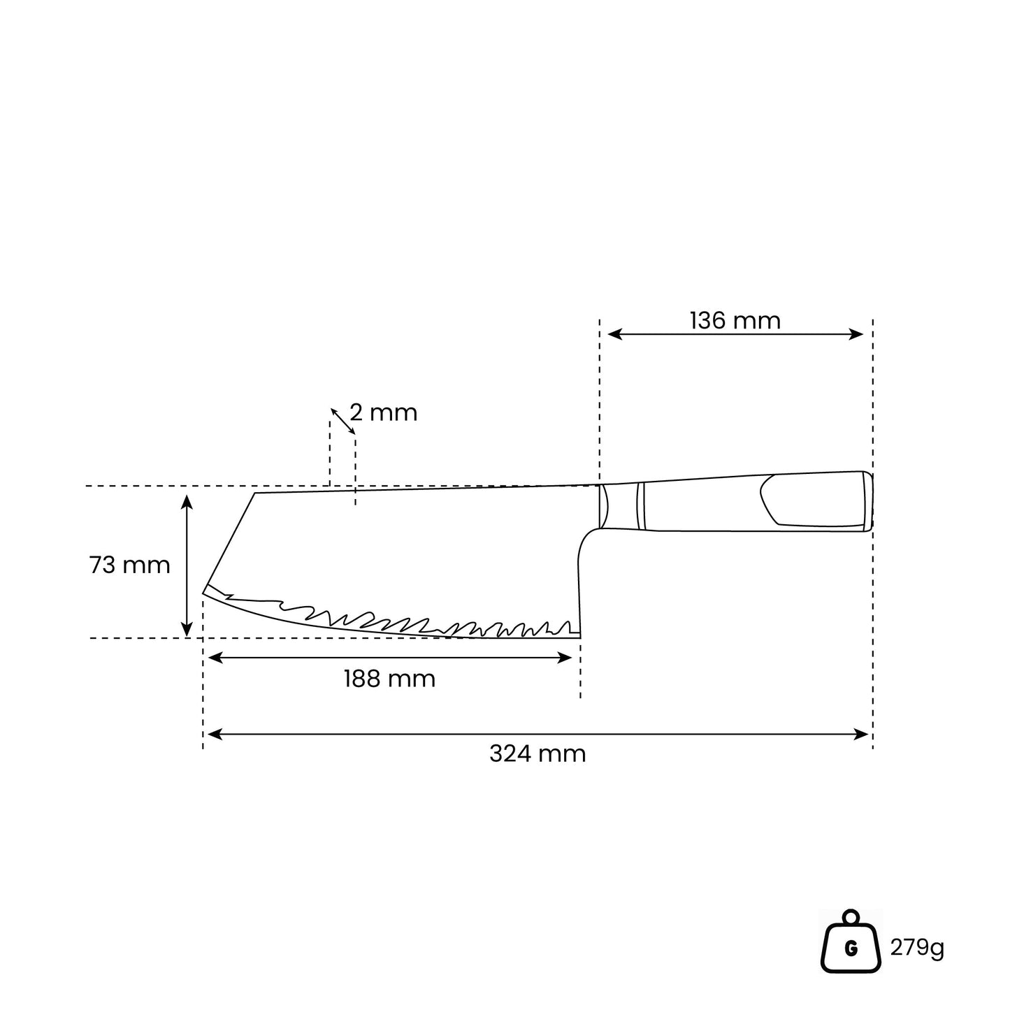 Epoxy Sapphire Damascus Nakiri 19 cm Shinrai Japan