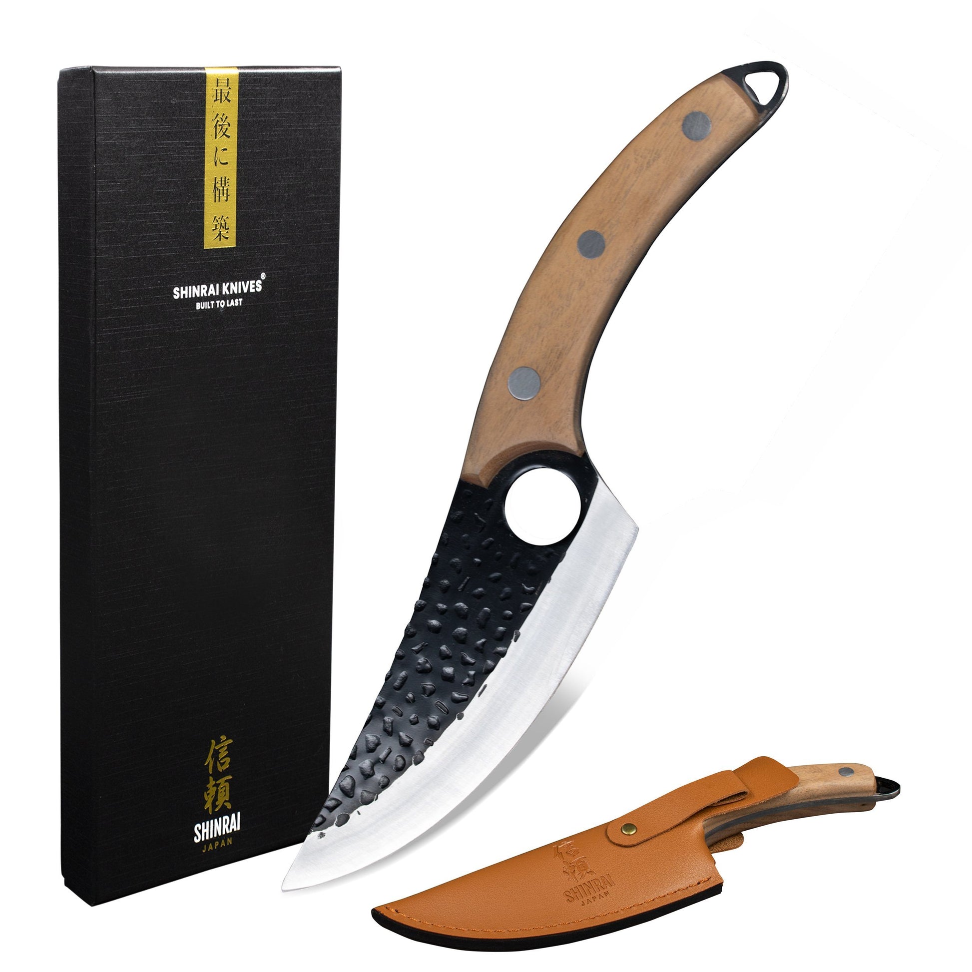 Hammered RVS Gladiator Series - Universeel Koksmes met holster KookGigant