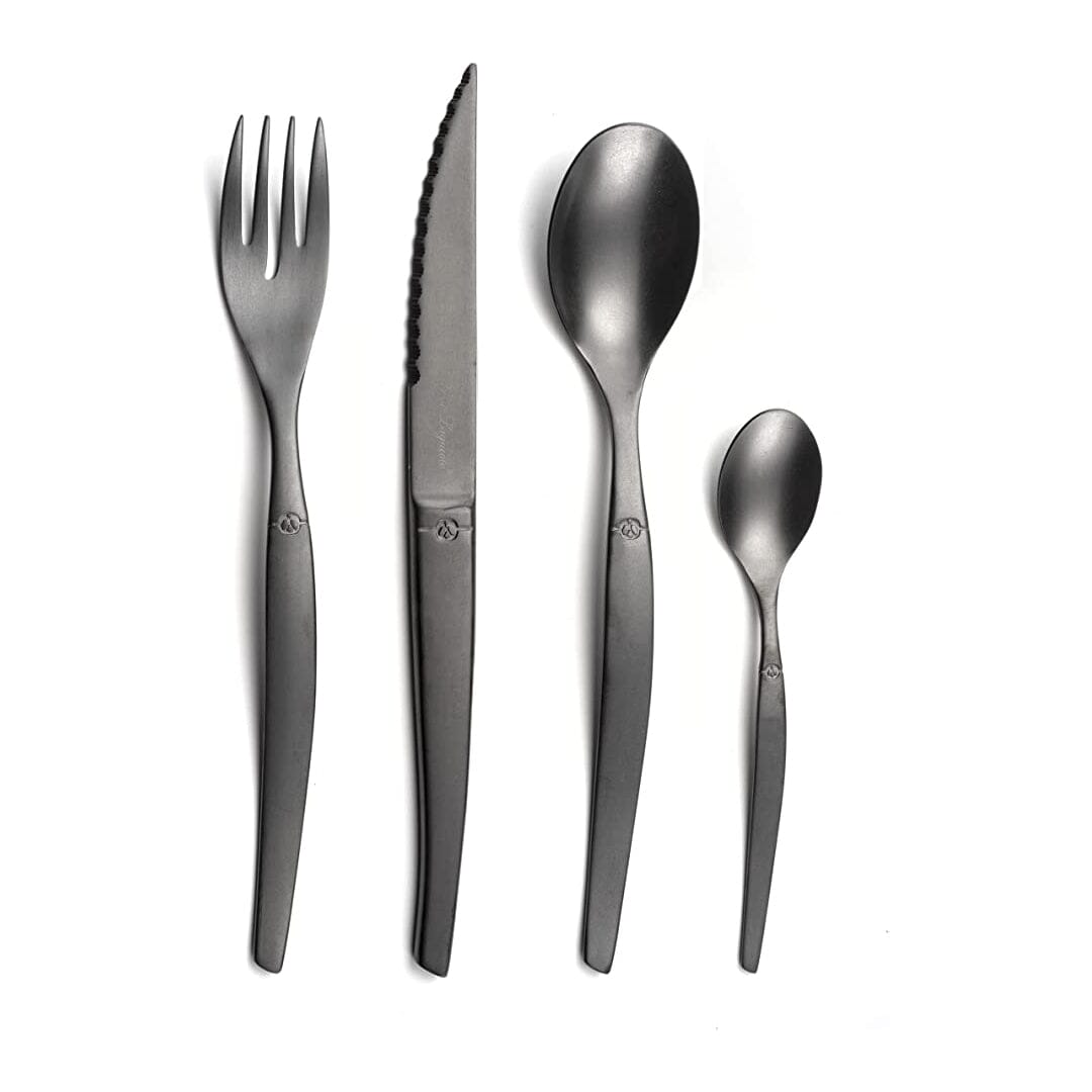 Lou Laguiole - 16-pc cutlery set in craft box - stonewash black PVD Bestekset Lou Laguiole