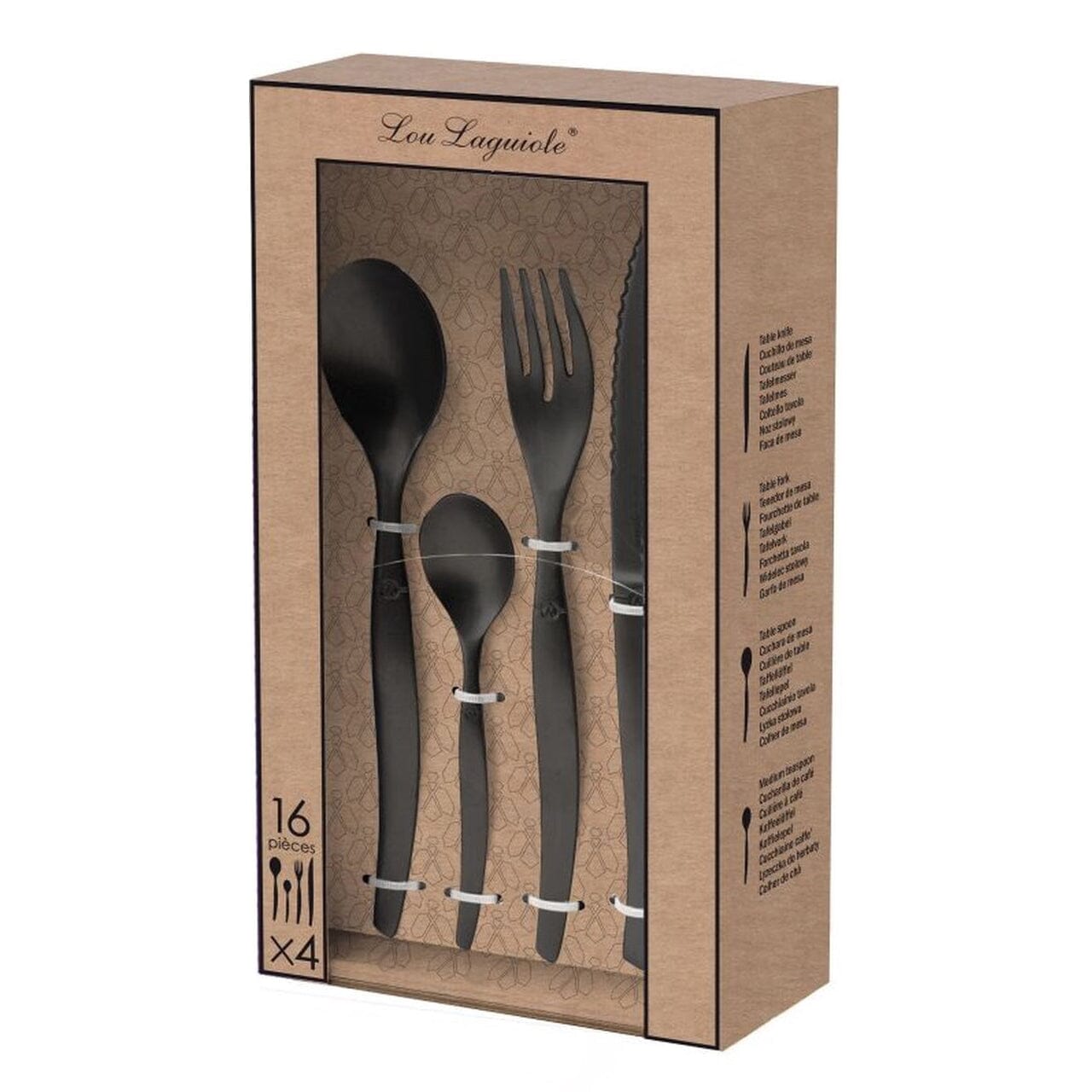 Lou Laguiole - Jet 16-delige Bestekset - Stonewash Zwart Bestekset Lou Laguiole