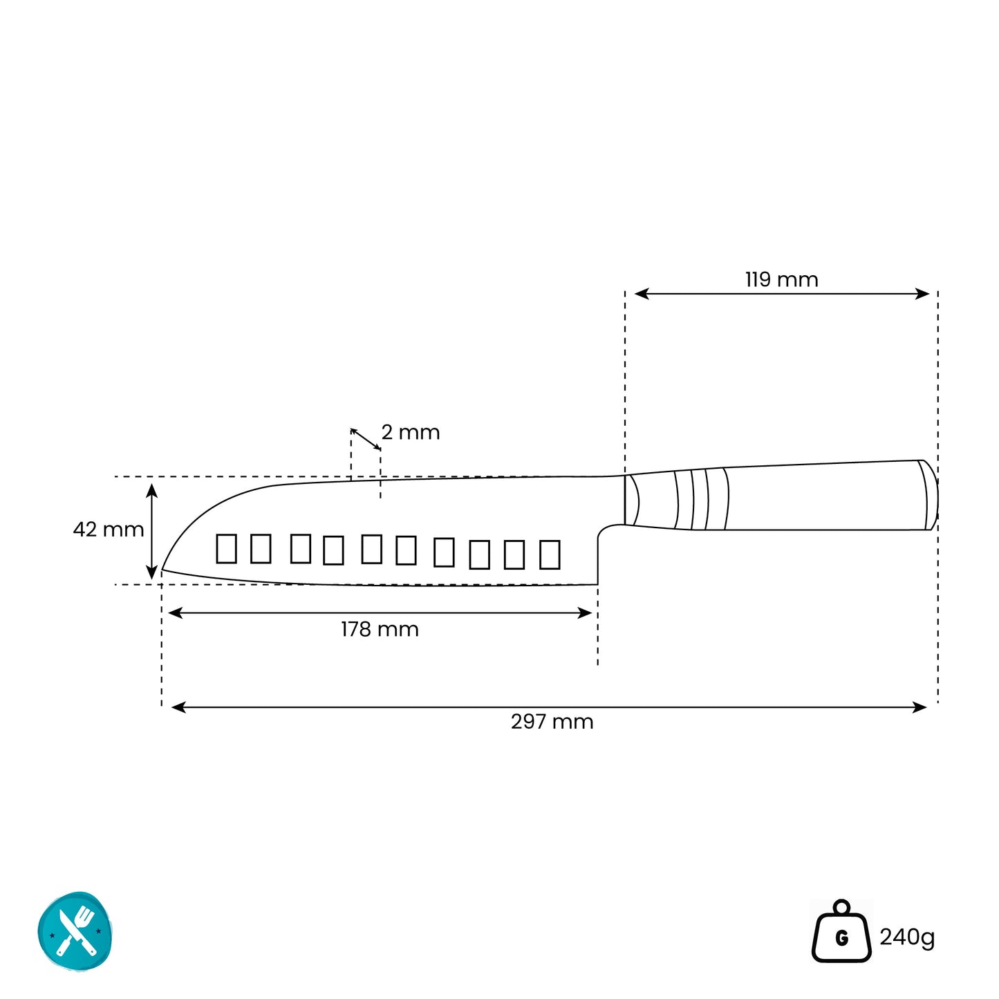 Micarta Jewels Damascus Santoku 18 cm Keukenmessen Shinrai Japan