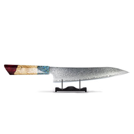 Shinrai Knives - Ruby Epoxy Jewels Damascus Chef's Knife 23 cm - Special Edition Special Edition - Ruby Epoxy Jewels - Koksmes Shinrai Japan 23 cm