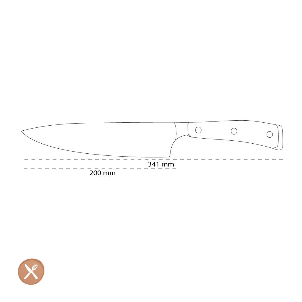 Wusthof - Classic Ikon Chef's Knife 20cm + Free brown knife block