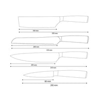 Shinrai Knives - Ensemble de 4 couteaux en acier inoxydable martelé - Couteau de chef + Couteau à pain + Couteau Nakiri + Couteau d'office