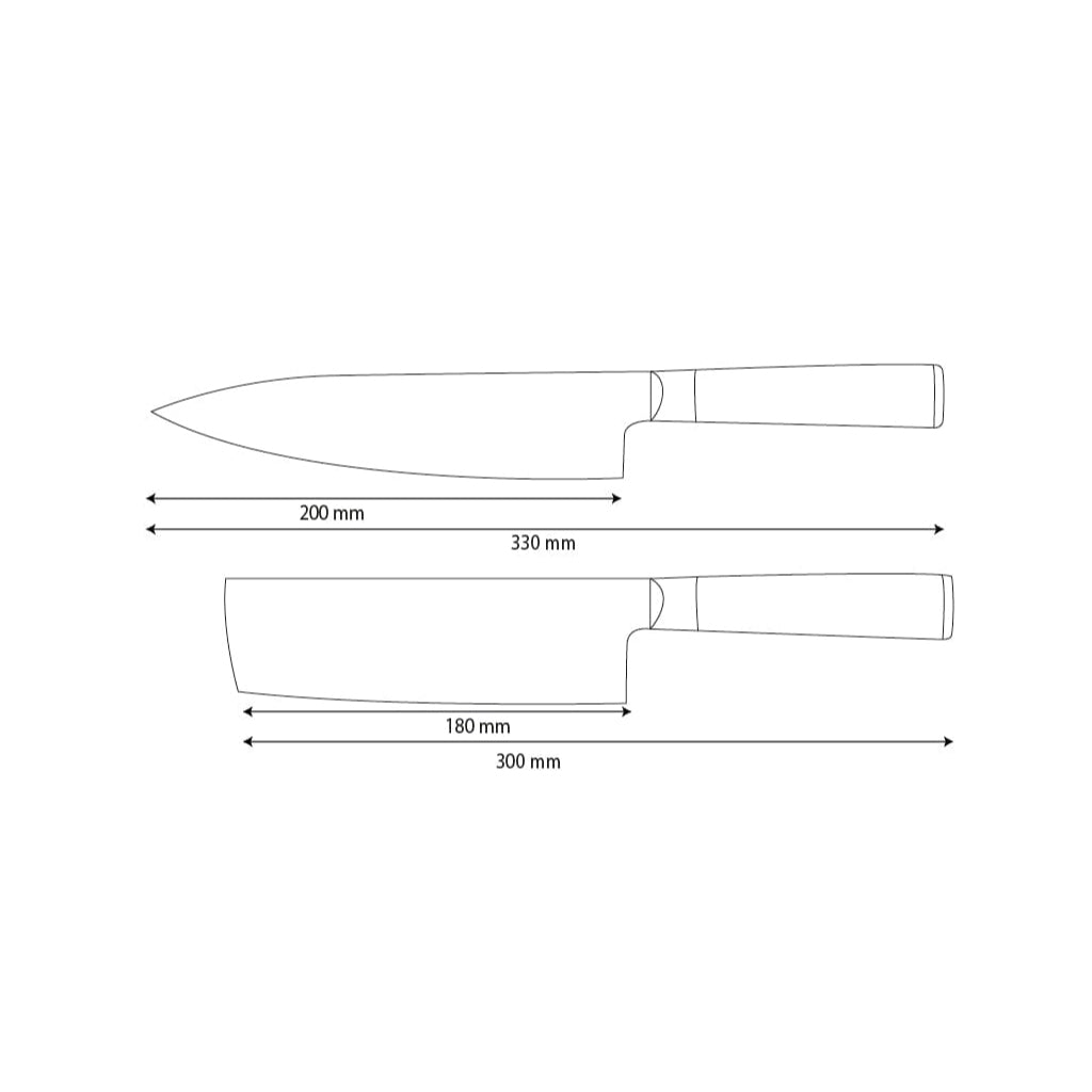 Shinrai Knives - Hammered Damask BR 2-piece Knife Set - Chef's Knife + Nakiri