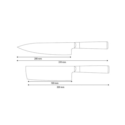 Shinrai Knives - Hammered Damask BR 2-piece Knife Set - Chef's Knife + Nakiri