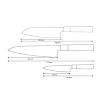 Shinrai Knives - Takumi Kaza 3-Piece Damascus Knife Set - Chef's Knife + Santoku + Paring Knife