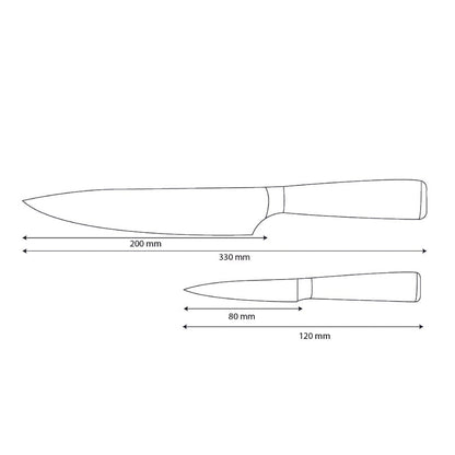 Shinrai Knives - Damascus Print Epoxy Sapphire 2-Piece Knife Set - Chef's Knife + Paring Knife