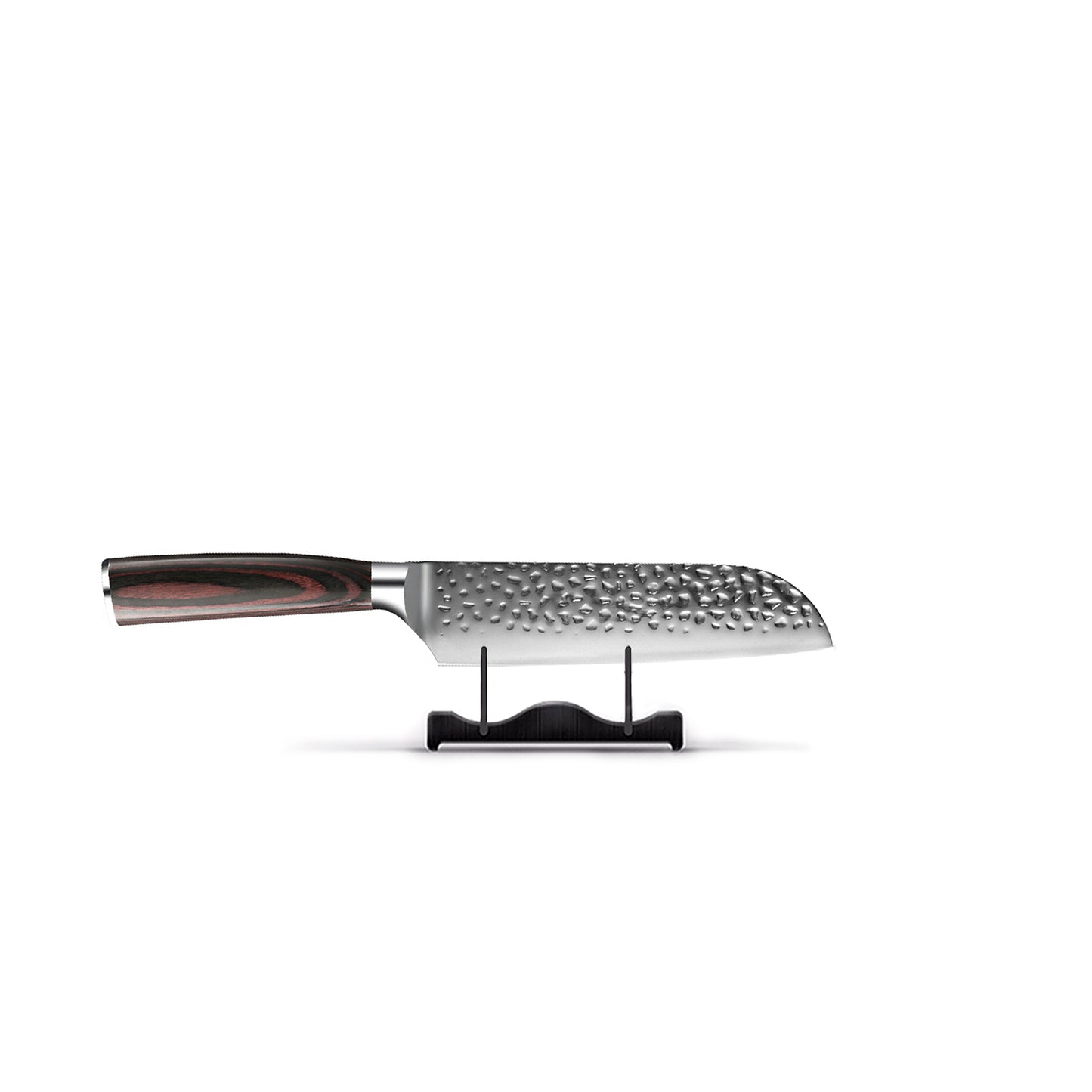 Shinrai Knives - Hammered Stainless Steel 6-Piece Knife Set + Knife Block + Sharpening Stone