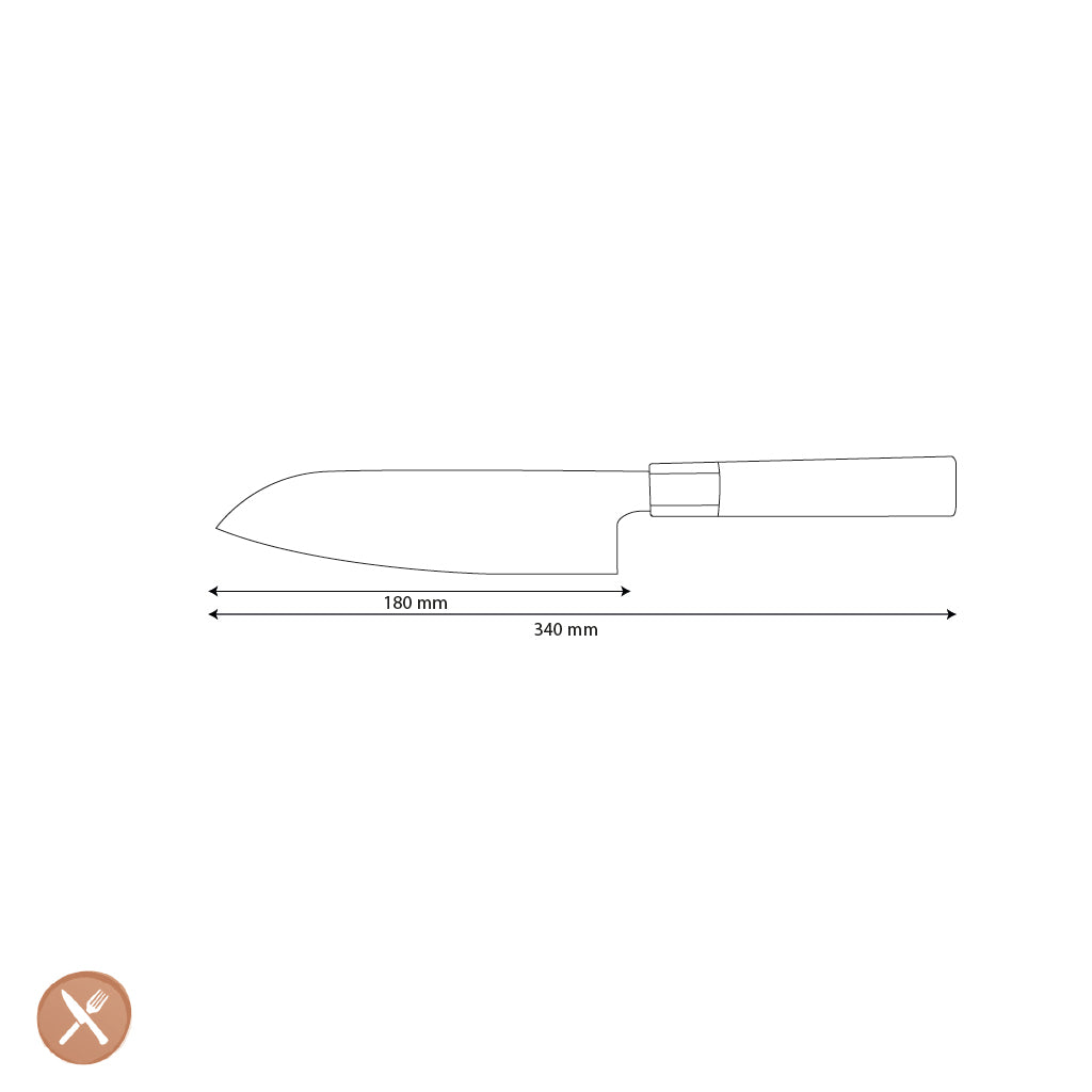 Shinrai Japon - Couteau Kurayami Damas Santoku 18 cm
