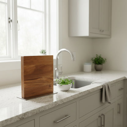 Shinrai Knives - Bloc à couteaux magnétique Cito double face - Bois d'acacia