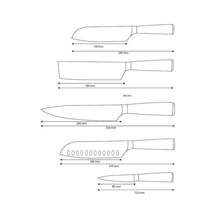 Shinrai Knives - Damascus Print 5-piece Knife Set