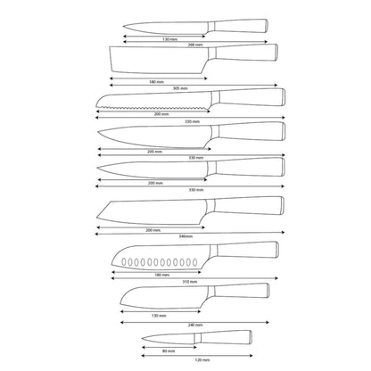Shinrai Knives - Damascus Print 9-piece Knife Set