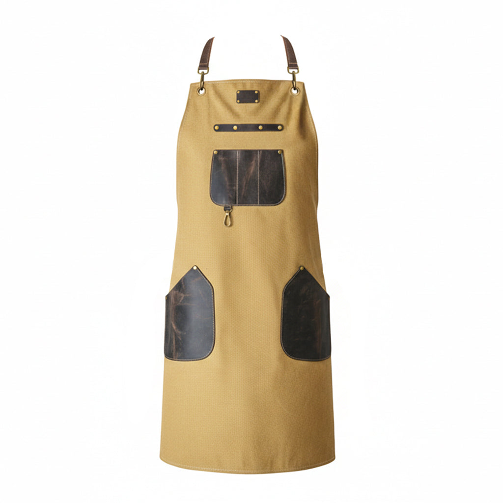 Shinrai Knives - Apron High-Quality Canvas &amp; Leather Brown