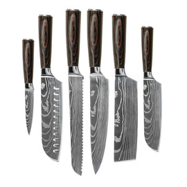 Shinrai Knives - Damascus Print 7-piece Knife Set