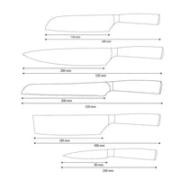 Shinrai Knives - Hammered Stainless Steel 5-Piece Knife Set - Chef's Knife + Bread Knife + Nakiri + Small Santoku + Paring Knife