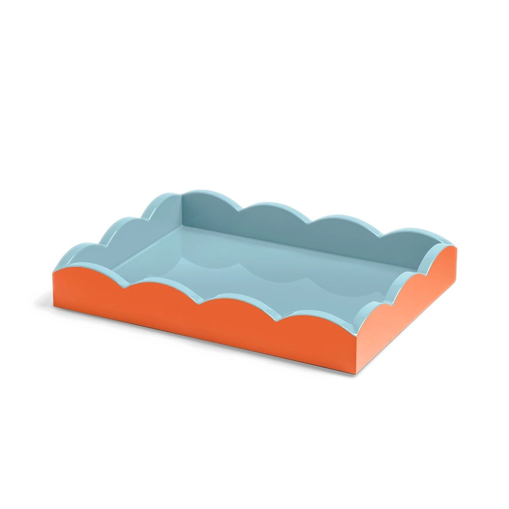 Addison Ross - Scalloped Tray - Orange & Chambray - 28x20 cm
