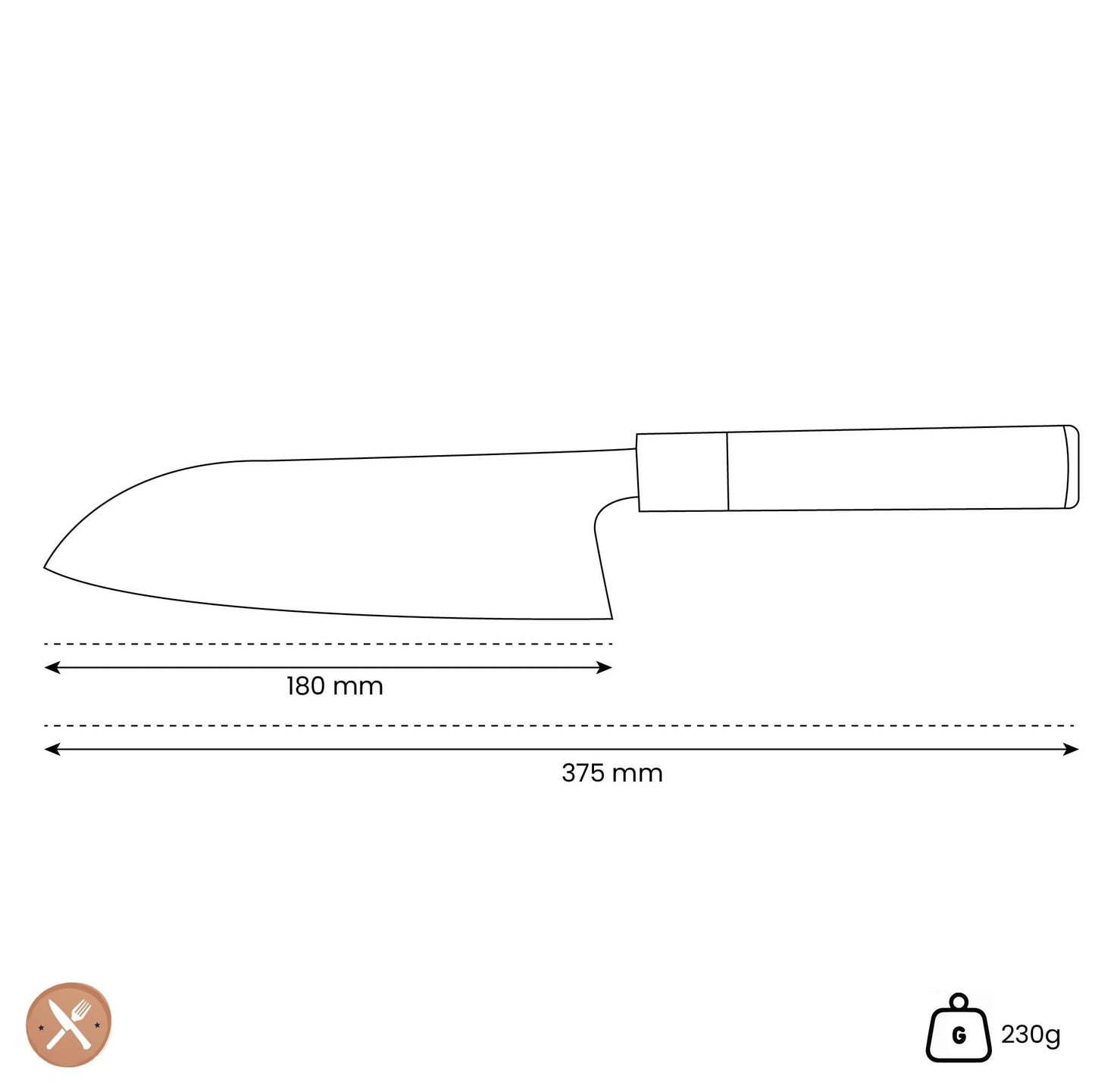 Ame - Japanse Santoku Rain Pattern 18 cm Santokumes Satake 