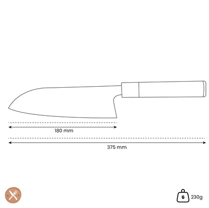 Ame - Japanse Santoku Rain Pattern 18 cm Santokumes Satake 