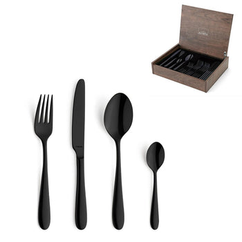 Amefa - Oxford 24-delige Bestekset 6 Personen PVD Hoogglans Zwart - in luxe kist Bestekset Amefa 