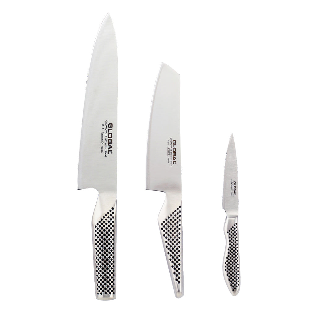 Global - G-2538 Chef's Knife + Vegetable Knife + Office Knife